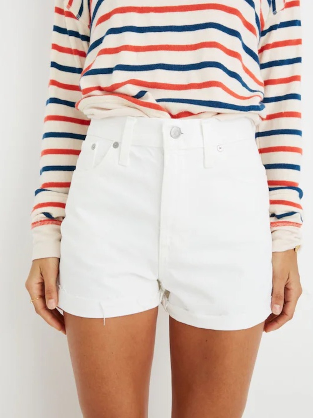 Madewell High Rise Denim Shorts in Tile White